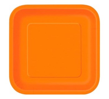 Orange Square Paper Plates 14 Pack