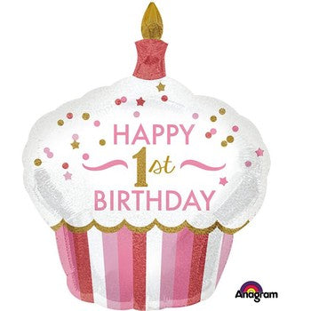 Balloon Foil Cupcake Girl 1st Birthday