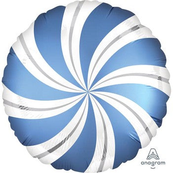 Candy Swirl Blue & White Foil Balloon - 18in