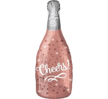 Cheers Rose Gold Champagne Bottle Supershape