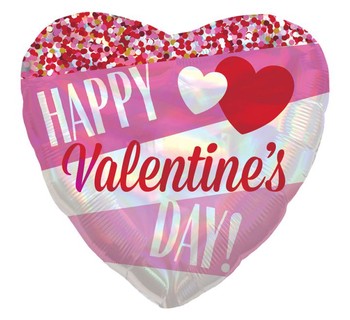 Happy Valentines Day Holographic Foil Balloon - 18 inch