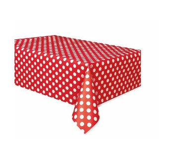 Plastic Tablecover Red and White Dots