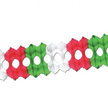 Red White & Green Paper Garland - 12ft