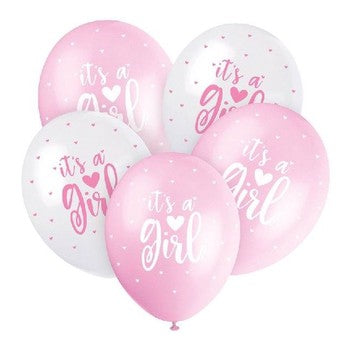 11" Latex It's A Girl Balloons - Pack of 5