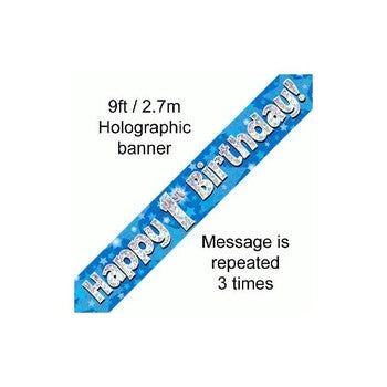 Banner Foil - Happy 1st Birthday - Holographic