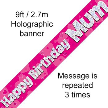 Banner Foil - Happy Birthday Mum - Holographic