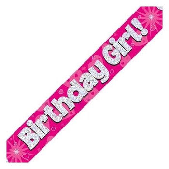 Banner Holographic - Birthday Girl - 9'