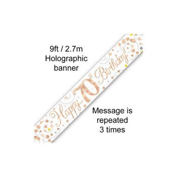 Sparkling fizz Birthday Banner White & Rose Gold