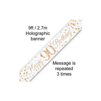 Sparkling fizz Birthday Banner White & Rose Gold