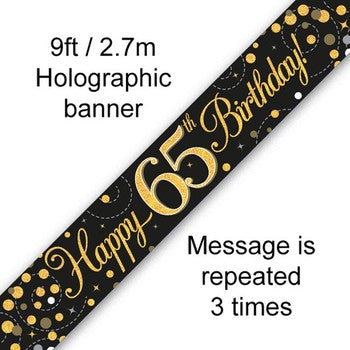 Sparkling Fizz Birthday Banner Black & Gold