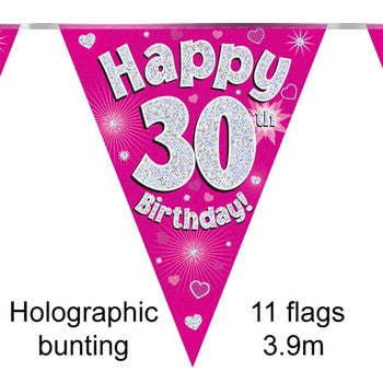 Bunting  Happy Birthday Holo Pink