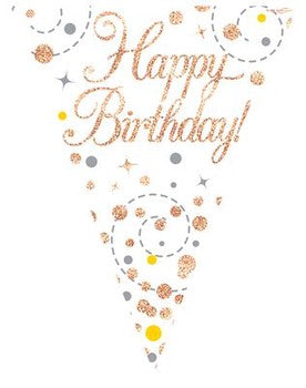 Bunting - Sparkling Fizz Birthday - White & Rose Gold