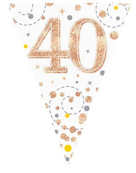 Bunting - Sparkling Fizz Birthday - White & Rose Gold