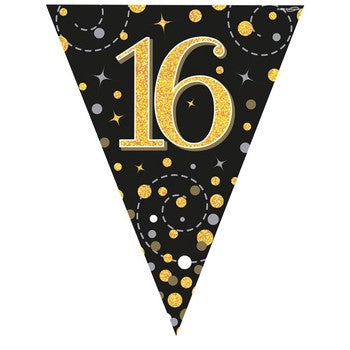 Bunting - Sparkling Fizz Birthday - Black & Gold