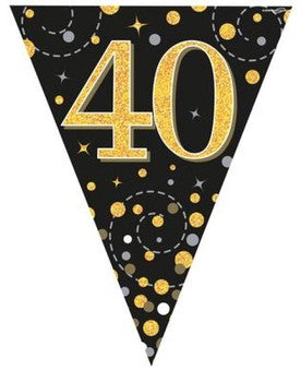 Bunting - Sparkling Fizz Birthday - Black & Gold