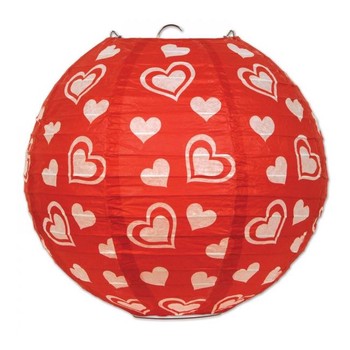 Lantern Paper Red Heart 9.5"