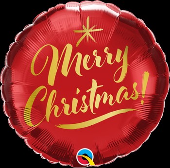 Red & Gold Merry Christmas Balloon 18"