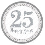 Plate Paper 25th Silver Anniversary - Pack 8