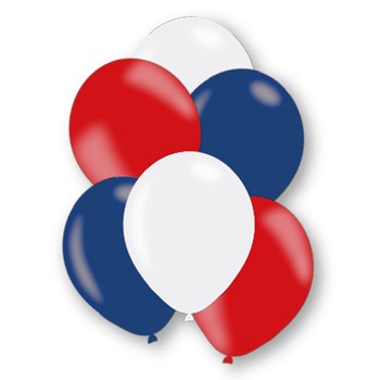 Red, White and Blue Latex Balloons - 11 inch - Pack of 12