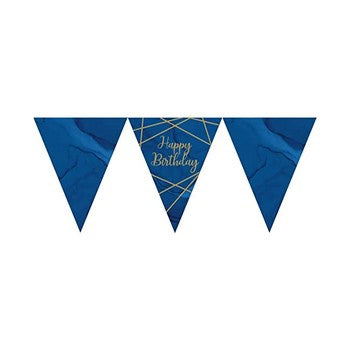 Bunting Paper Navy Gold Happy Birthday