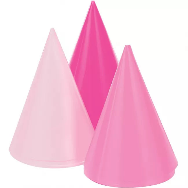 Hat Mini Cone Pink Pk8 10cm
