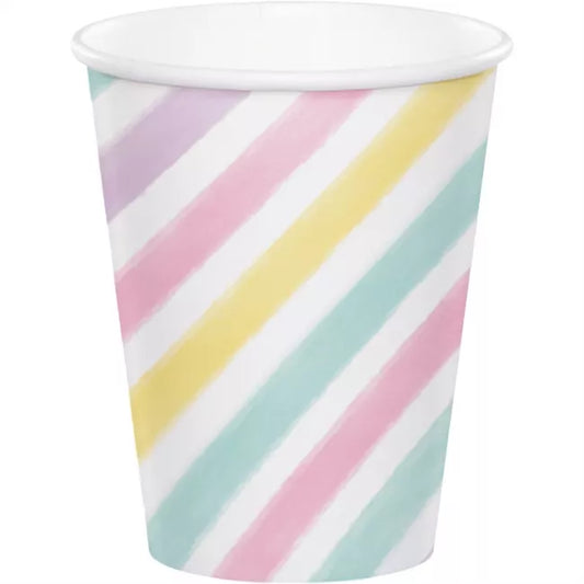 Cups Paper Unicorn Stripes Pk8