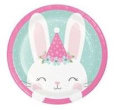 Plate Paper 1st Birthday Bunny - Pack 8