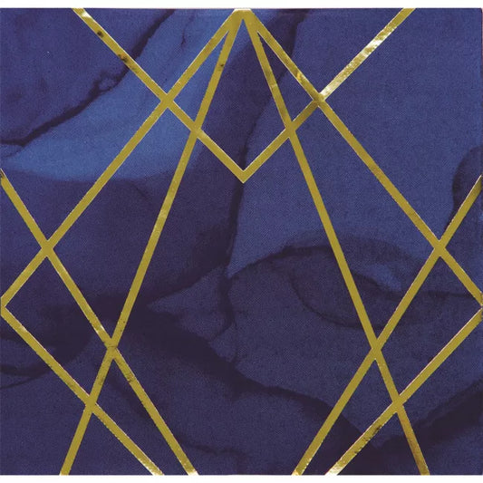 Napkin Paper Navy Gold 3ply Pk16