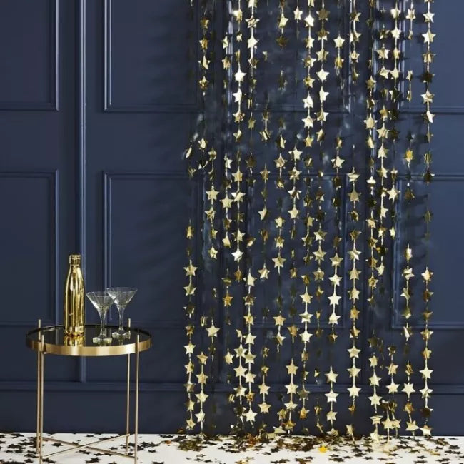 Curtain Backdrop Gold Foil Star - 1.2m (W ) x 2m (H)