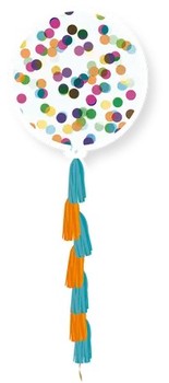 Multi Coloured Confetti Latex Balloon with Tassel - 36ins
