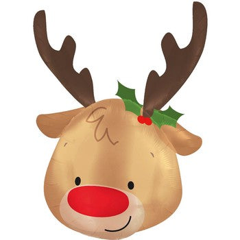 Reindeer Head Foil Balloon Supershape 23in x 31in