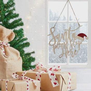 Santa Wooden Hanging Sign