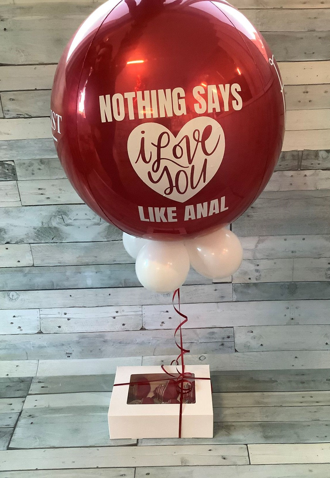 Naughty Orbz Balloon And Box Of 4 Cupcakes