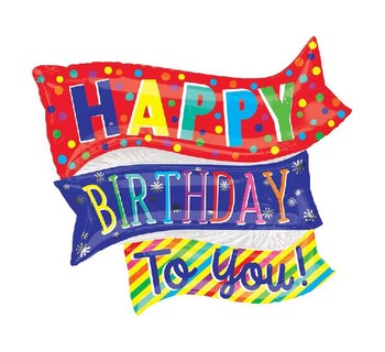 Happy Birthday Banner Supershape Foil Balloon