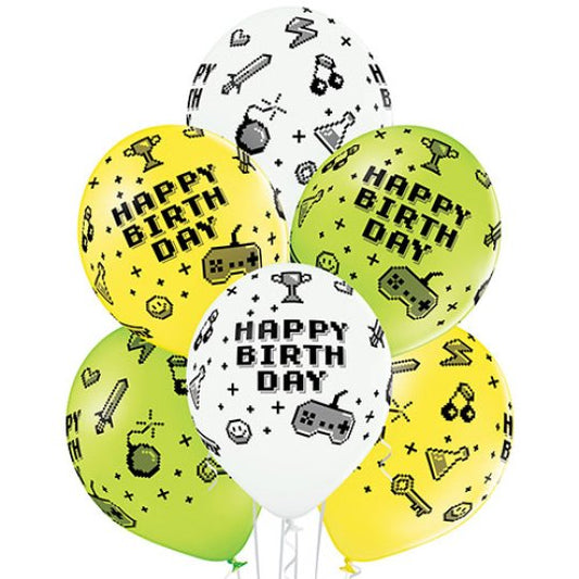Gamer Birthday Balloons PK 6