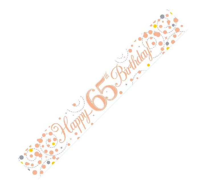 Sparkling fizz Birthday Banner White & Rose Gold