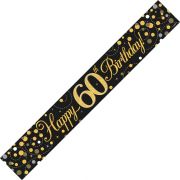 Sparkling Fizz Birthday Banner Black & Gold