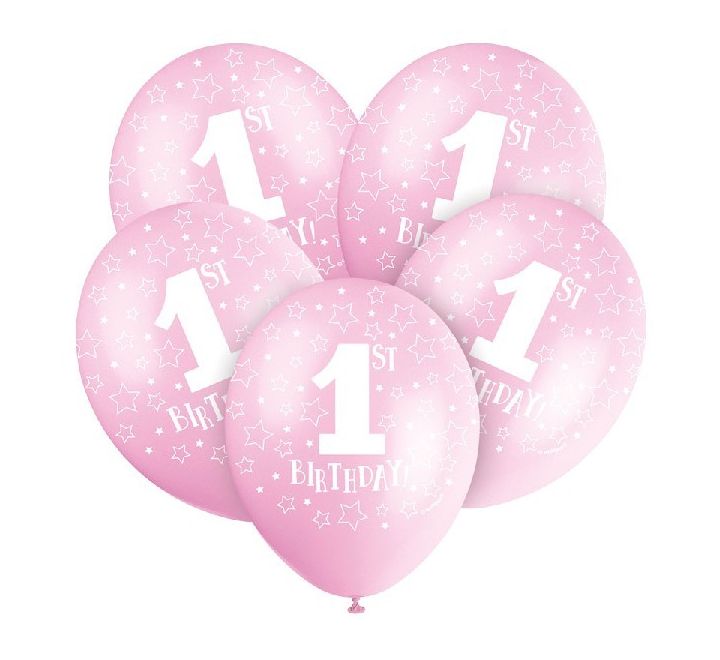 11" Latex 1st Birthday Balloons - Pack of 5